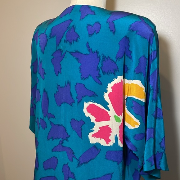 VTG JOHN YANG New York 1980s 100% Silk Sheath Dress MULTICOLOR / SIZE 10 - Picture 8 of 9